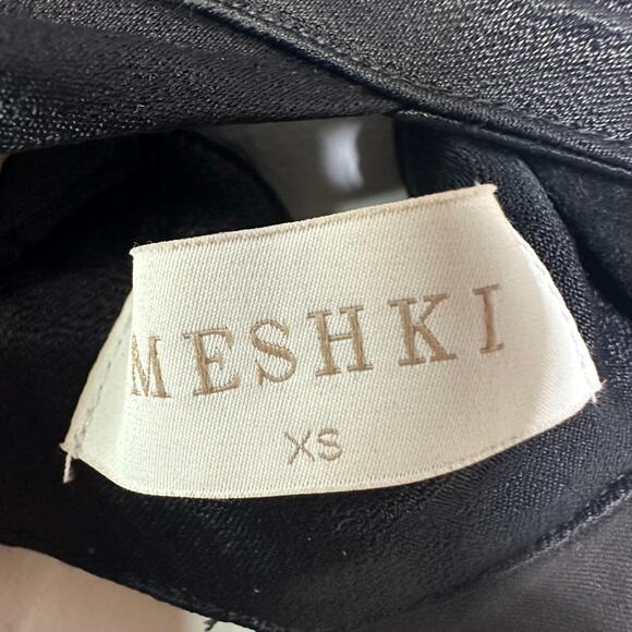 MESHKI Claire Satin Drape Open Back Maxi Dress Gown Black Size XS Cocktail Party - Picture 3 of 9